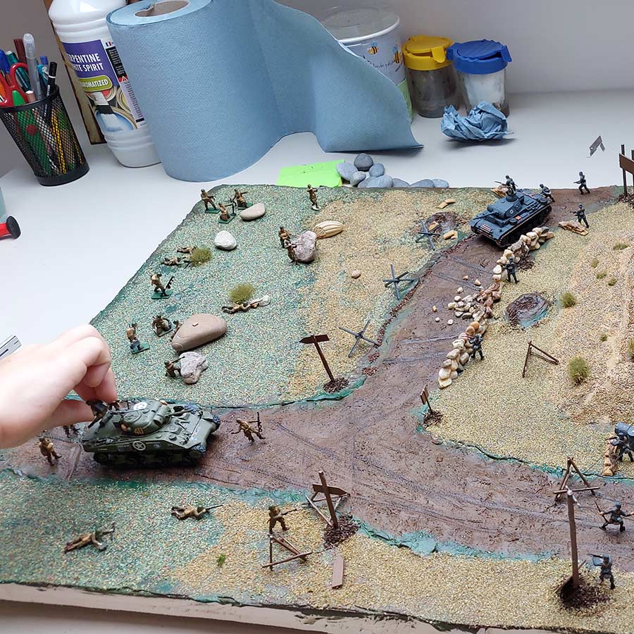 Placement définitif des soldats et fils télégraphiques